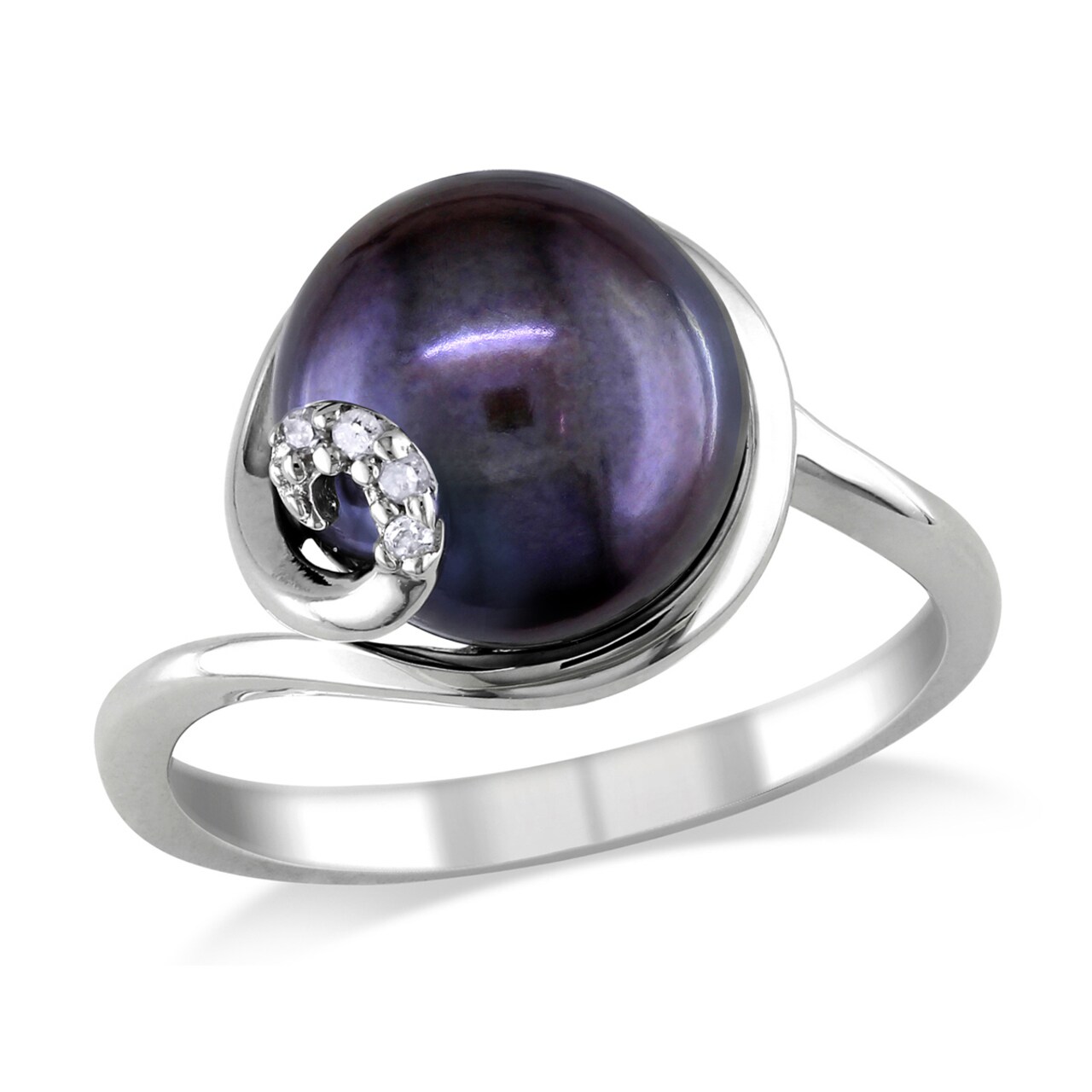 Gem And Harmony 9-9.5mm Black Freshwater Cultured Pearl in Sterling Silver